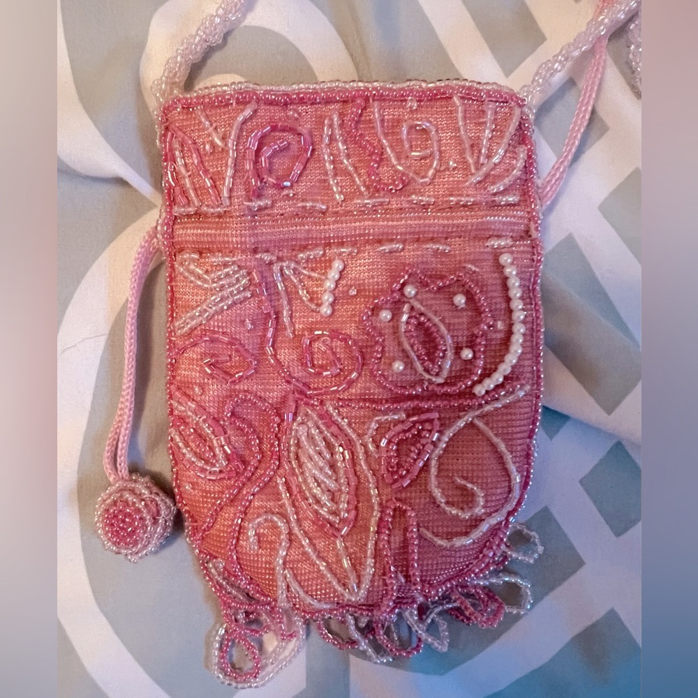 Small pink beaded purse